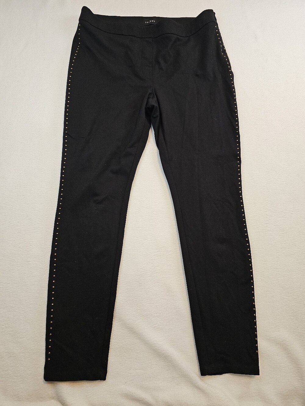 Chico's "The Skinny" Black Stud-Trim Ponte Leggings Size 14